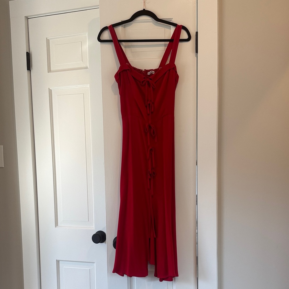 Reformation Red Midi Dress with bow details